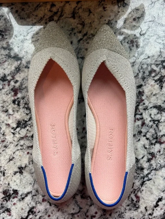 NWOT Rothy’s The Point Flats in Diamond Metallic Toe Size 8 - Picture 7 of 7